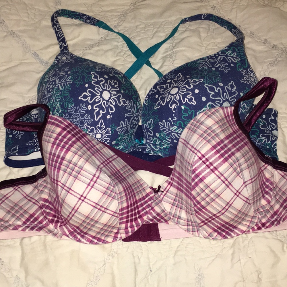 Cacique 44b blue purple white sexy cute bra plus